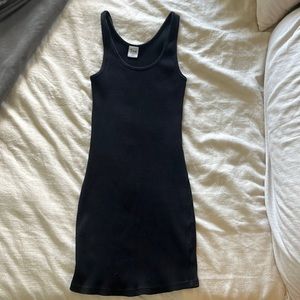 Tna brand from Aritzia, black ribbed mini dress
